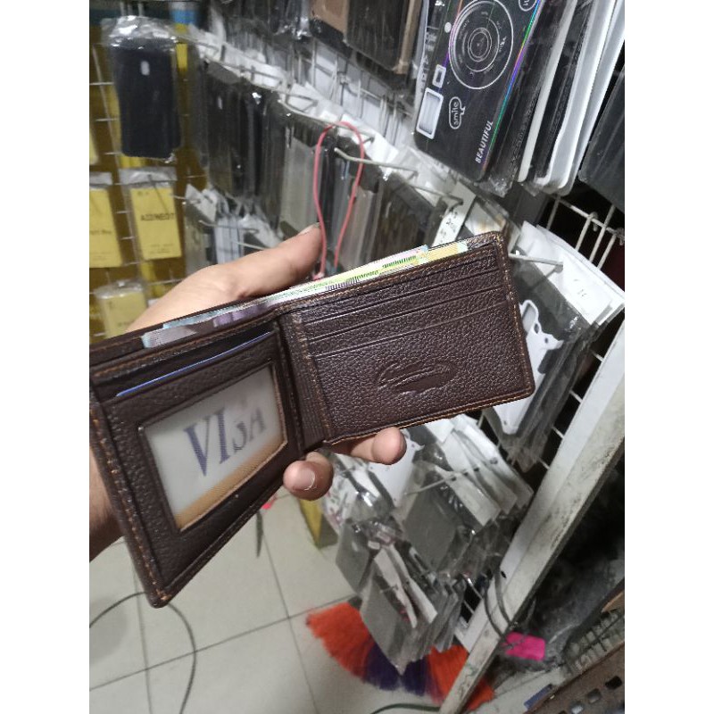 {COD} Dompet Kulit Pria Asli  Cokelat Model Kecil Mini Slim Wallet 100% Kulit Asli Garut