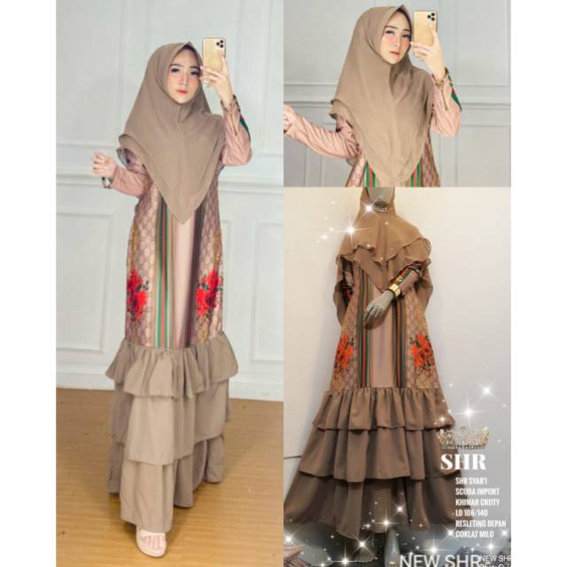 READY STOK 100% ORI SHR SYAR'I SCUBA PREMIUM MILLO EDISION Full printing syahira EID MUBARAK syari