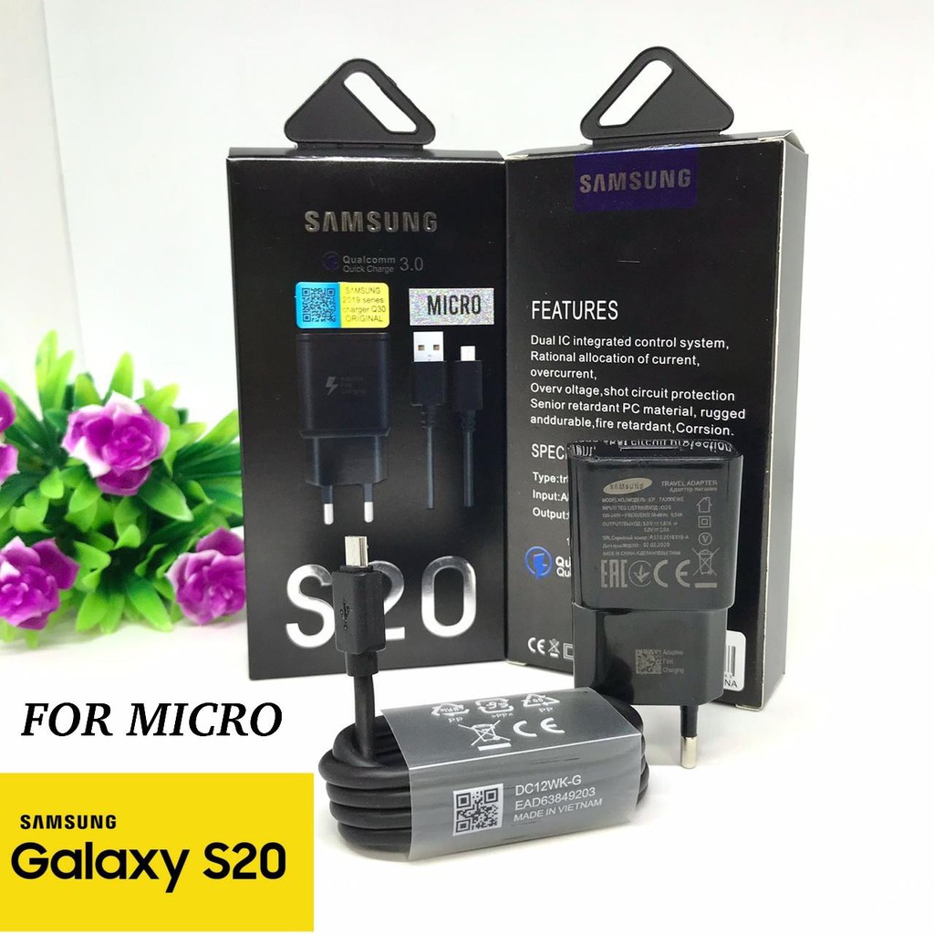 TRAVEL CHARGER ATAU CASAN SAMSUNG S10 PLUS &amp; S20 TYPE C &amp; MICRO ORIGINAL