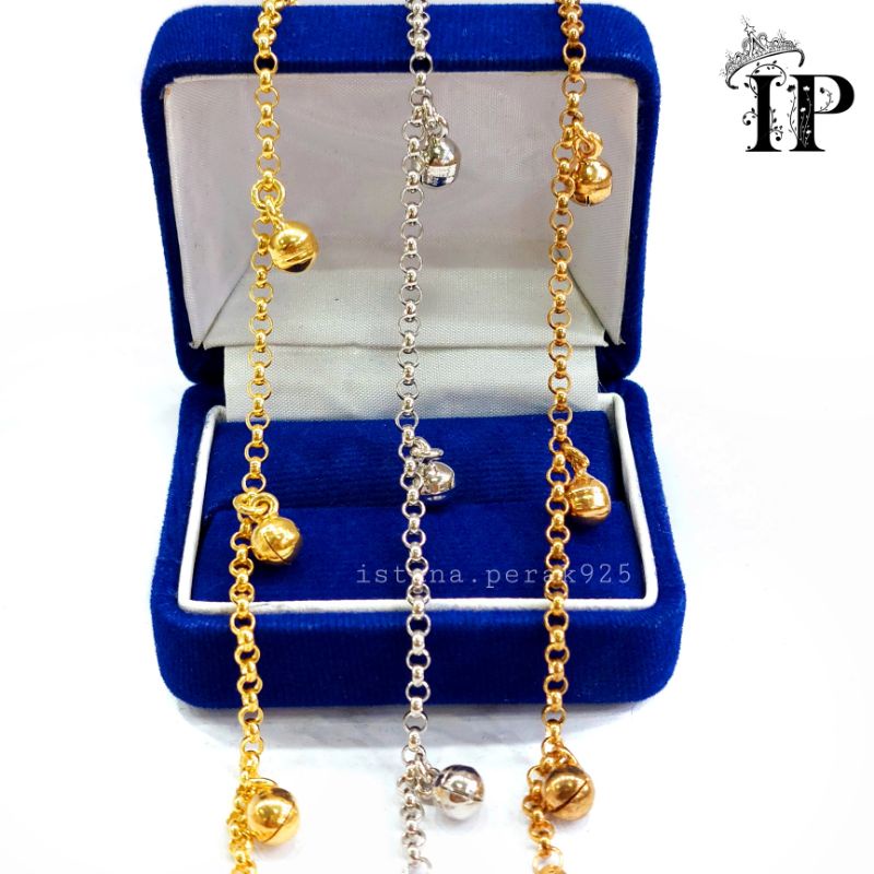 GELANG KAKI BAYI ANAK PERAK SILVER ASLI 925 LAPIS EMAS PUTIH / GELANG TANGAN PENDEK DEWASA