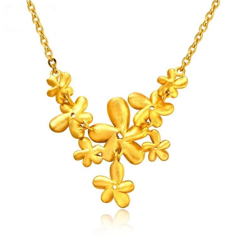 [Ready Stock]Fashion Gold-Plated Necklace Flower Frosted Pendant