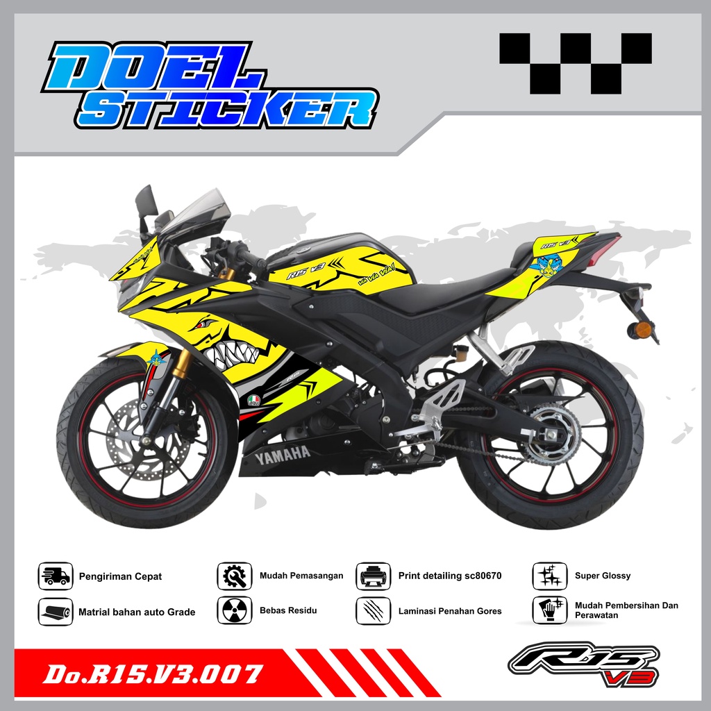 STICKER STRIPING R15 V3 - STICKER STRIPING SEMI FULL LIST VARIASI HOLOGRAM , CROME R15 V3 DOEL 007