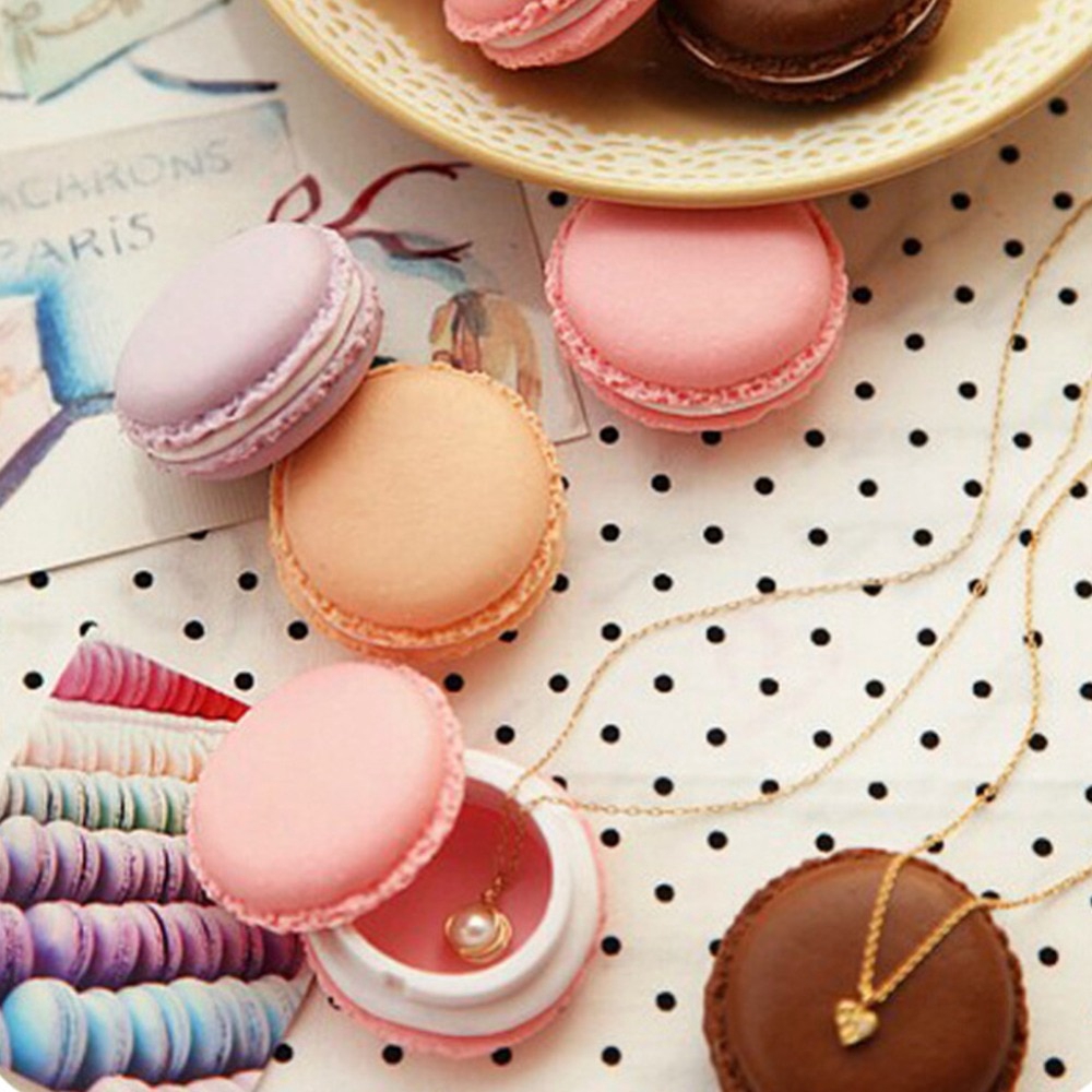 Kawaii Mini Macarons Storage  Box Organizer Pill Case Carrying Case Jewelry Ring NecklaceJewelry Gift