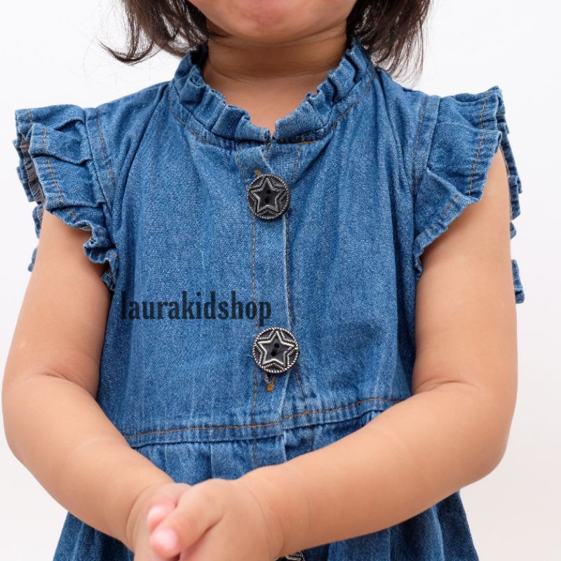 Dress Anak Perempuan / Dres Anak Perempuan / Dress Jeans Anak REMPEL By Laurakids 1-4 Tahun