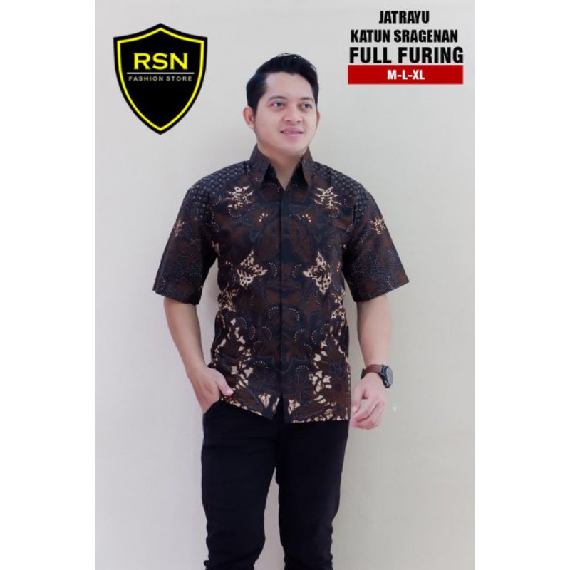BAJU BATIK PRIA DEWASA LENGAN PENDEK TERBARU  JATRAYU BATIK FURING TERMURAH COD