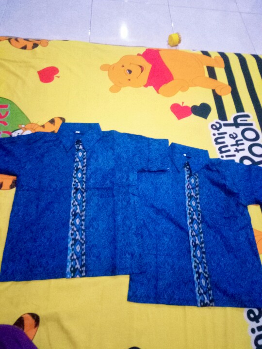 Batik Couple Keluarga Sania Ruffle Ori Ndoro Jowi Dnt Motif Mega Mendung Biru