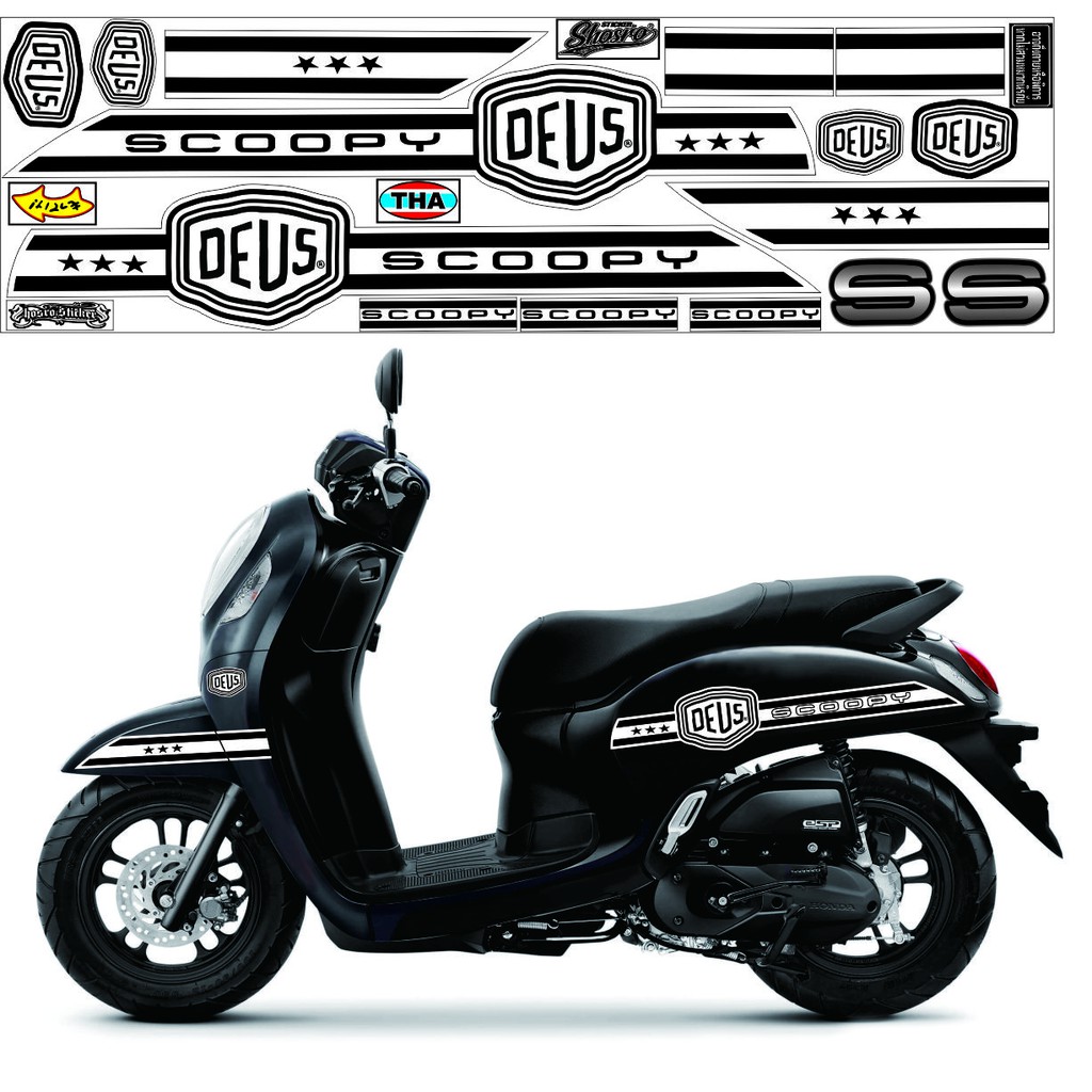 STRIPING VARIASI HONDA SCOOPY NEW 2016-2021 MOTIF DEUS HITAM PUTIH STRIPING SCOOPY POLET NEW