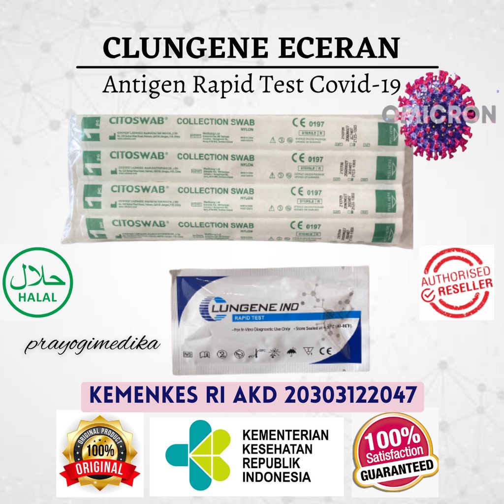 Jual Alat Rapid Test SWAB Antigen Biru Putih CLUNGENE Indonesia (ECERAN ...