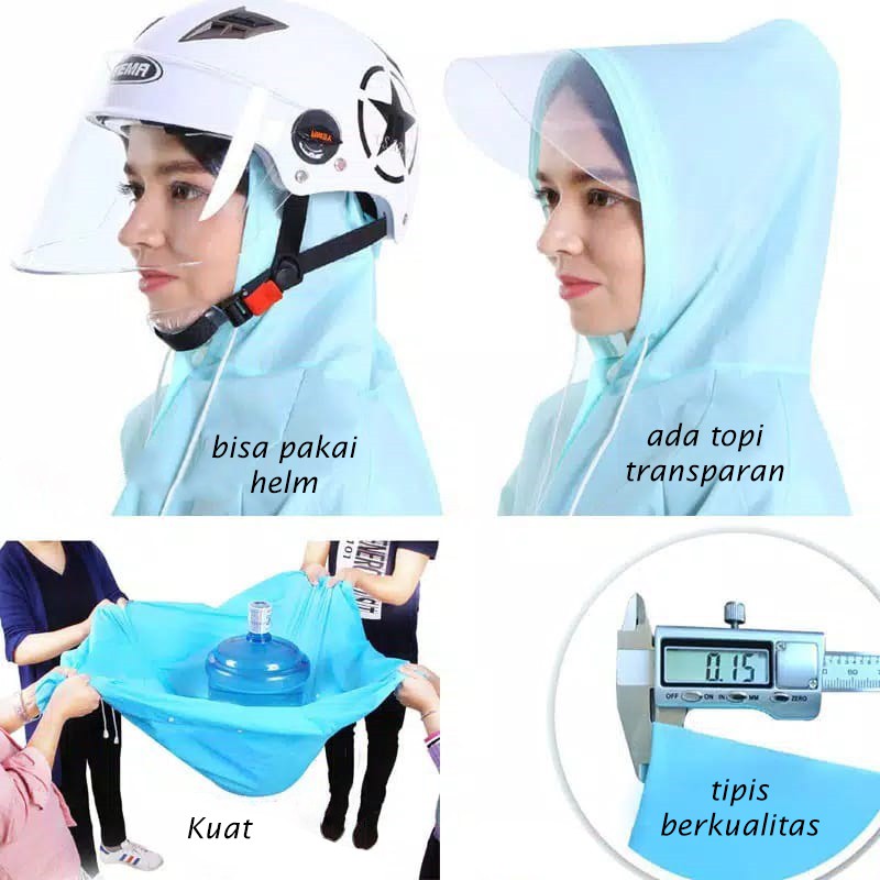 RA 01 Rain Coat Jas Hujan Poncho Kancing Reseleting Motor Anti Basah Unisex