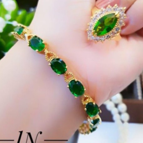 Xuping Mata Hijau Gelang Plus Cincin 298y