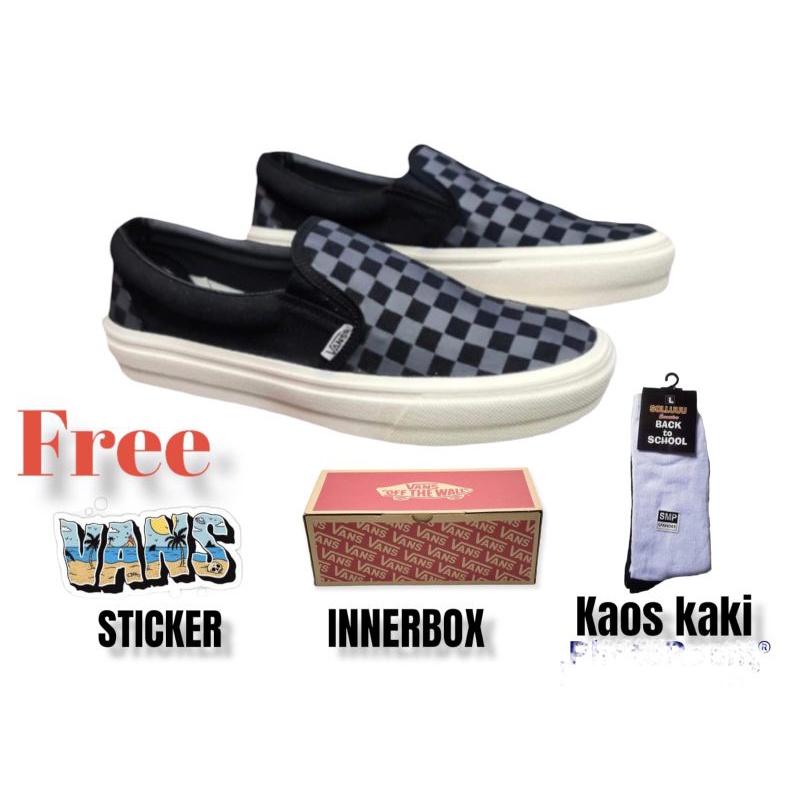 SEPATU V4NS SLIP ON CATUR HITAM ABU OG | SEPATU PRIA | SEPATU WANITA | SEPATU SNEKARS | SEPATU IMPORT