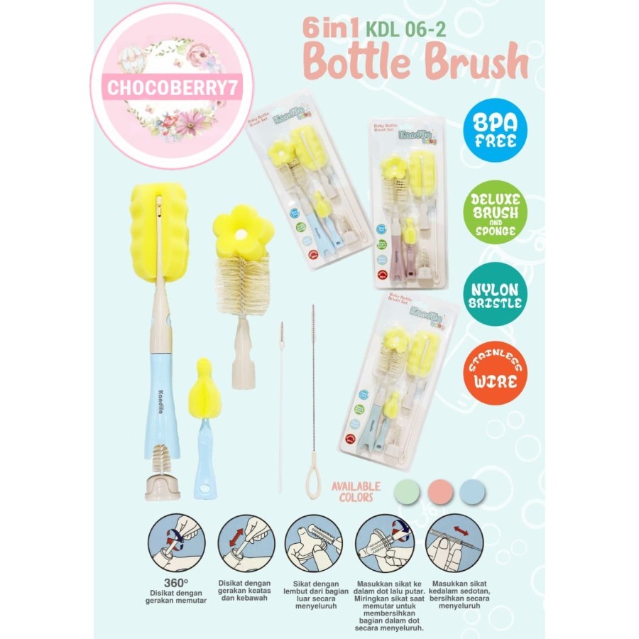 Kandila Baby Sikat Botol Bottle Brush 6in1 Sikat Botol Bayi 6 in 1 KDL06-2