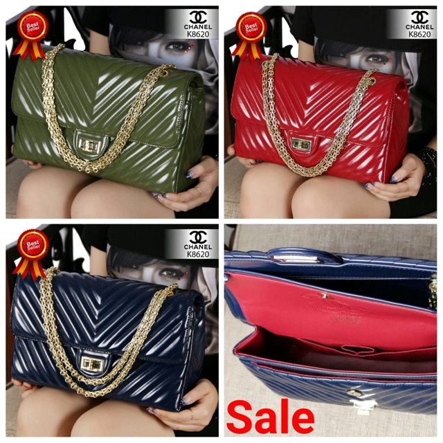 CHANEL K8620, BiG PROMO CHANEL Shireen Patent Leather Like Ori Hardware Gold/ Tas IMPORT