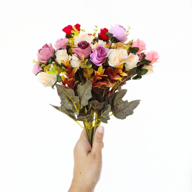 Bunga Mawar Artifisial AF44 Dua Warna Rose Artificial Flower