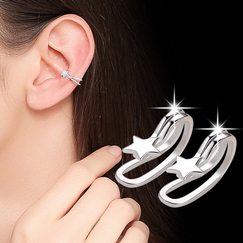 Anting Perak 925 Wanita Geometris Bintang berujung lima Perhiasan Fashion/Subang Telinga anting perempuan