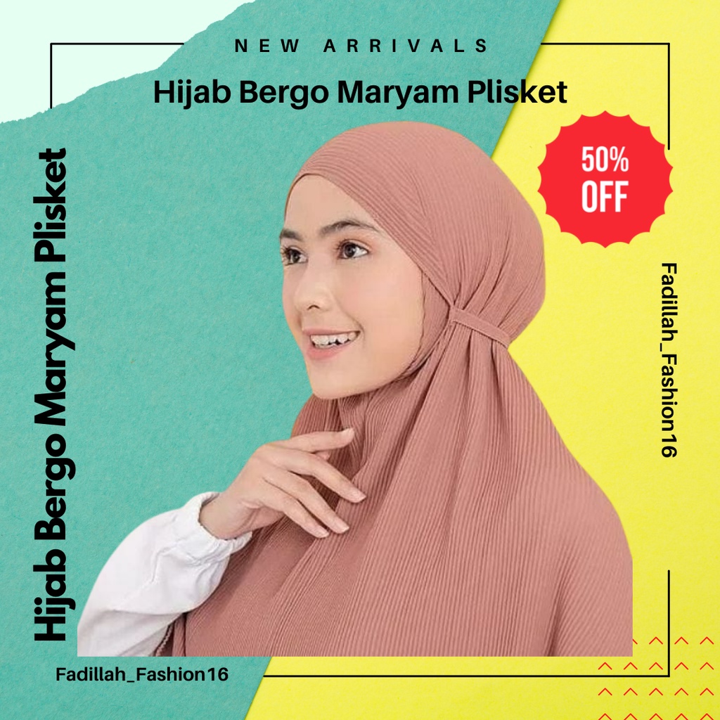 Promo..(COD) Hijab Bergo Maryam Plisket Wanita Premium / Hijab Bergo Maryam Dewasa / Hijab Instan / 