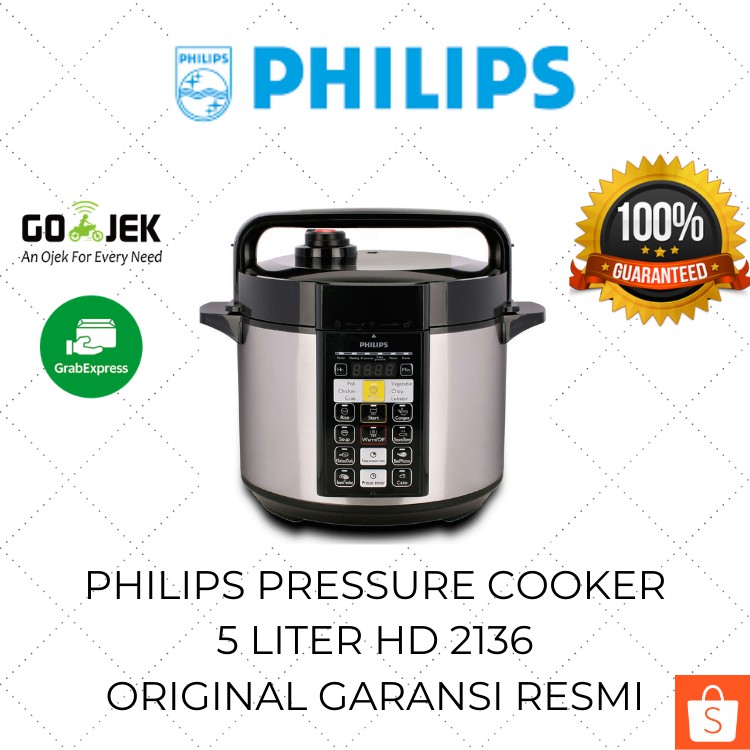 Philips Electric Pressure Cooker HD 2136 5 Liter Panci Presto Listrik Digital Stainless Steel Murah