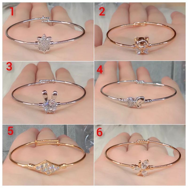 Gelang Anak Titanium Wanita Anti Karat, Anti Alergi, Tahan Lama, Di Jamin REALPICT 100% dan High Quality, Pilih 1 dari 6 Variasi