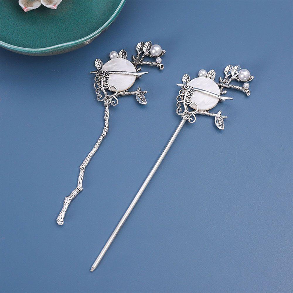 Agustina Moon Hair Stick Hiasan Kepala Klasik Vintage Mutiara Rambut Disk Hadiah Perempuan Wanita Women Hair Fork