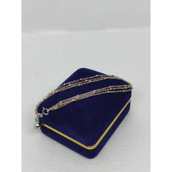 GELANG RANTAI JEDAR 3 LAYER + 1 BEL / GELANG PERAK ASLI SILVER 925 LAPIS EMAS / GELANG FASHION WANITA TERBARU