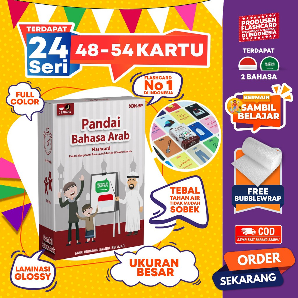 [1KG=10PCS] Konsep Flashcard Pandai Bahasa Arab / Flash Card / Mainan Edukasi Kartu Pintar Anak