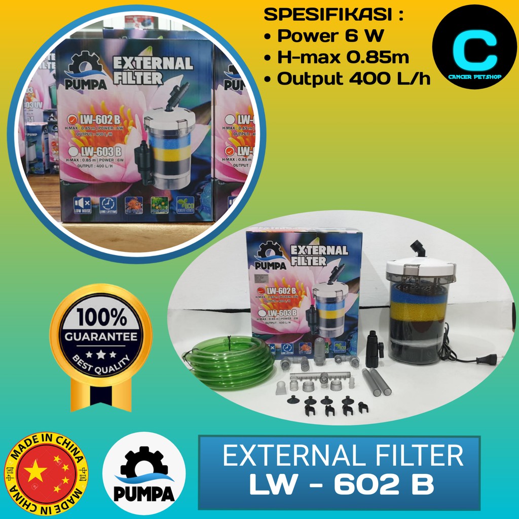 Filter Aquarium Aquascape Canister SUNSUN PUMPA LW 602 B External Akuarium  Eksternal Import Terbaik