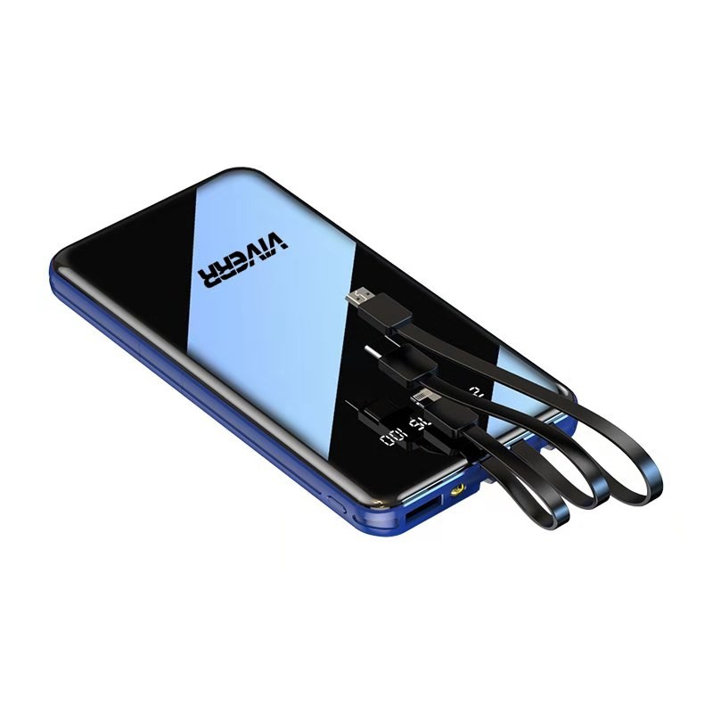 Powerbank Viverr Slim 22.000 Mah LED With 3 Cable Charger Output Resmi 1 Tahun Small Power Bank Dual