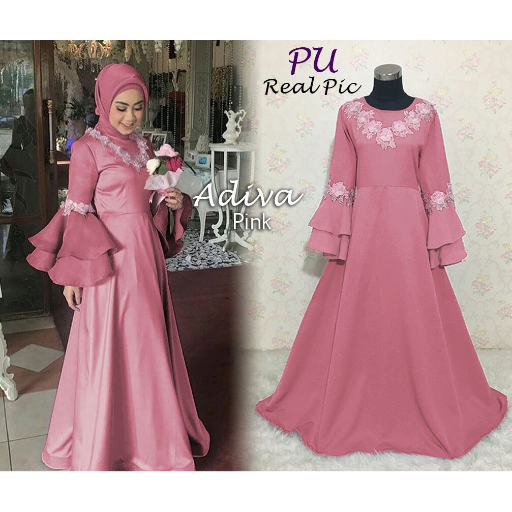 CHERON SALE 16081 - Baju Muslim Gamis Syari Maxi Maxy Dress Pesta Bordir Busana Gamis Pesta Lebaran 