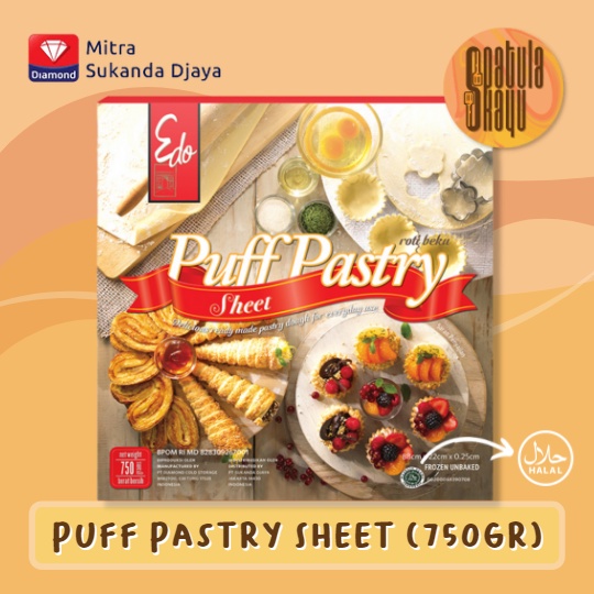 EDO Puff Pastry Sheet 750 gr Frozen Food Bandung