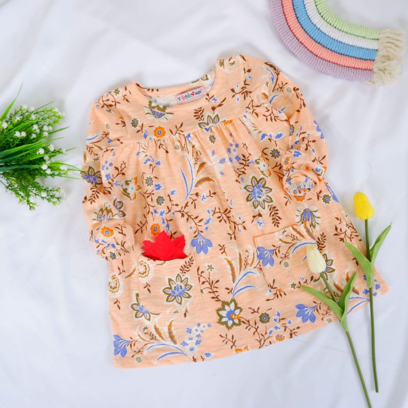 (1 - 3Tahun) Baju Dress Anak Perempuan Cewek Lengan Panjang Bobokids Quilla Usia 1-3 Tahun