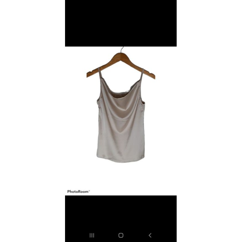 [READY bisa COD] KOREAN TOP SATIN/TANK TOP SATIN/ATASAN WANITA/ATASAN CANTIK/ATASAN CASUAL (XS-XL)-Cream