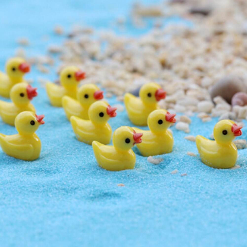 10pcs Miniatur Bebek Kuning Bahan Resin Untuk Dekorasi Taman Bonsai