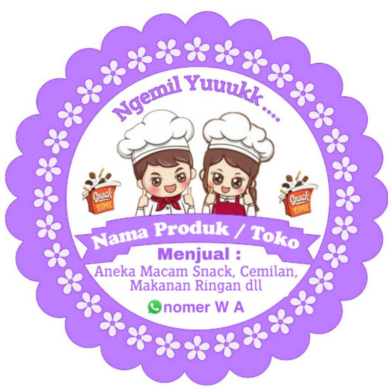 

(MINIMAL ORDER 100 PCS) Stiker Produk Cemilan / Makanan / Kue / Snack