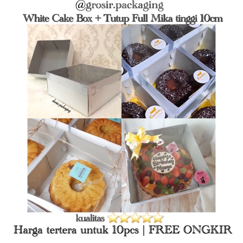 Jual Kotak Kue Pudding White Cake Box Tutup Full Mika Bening