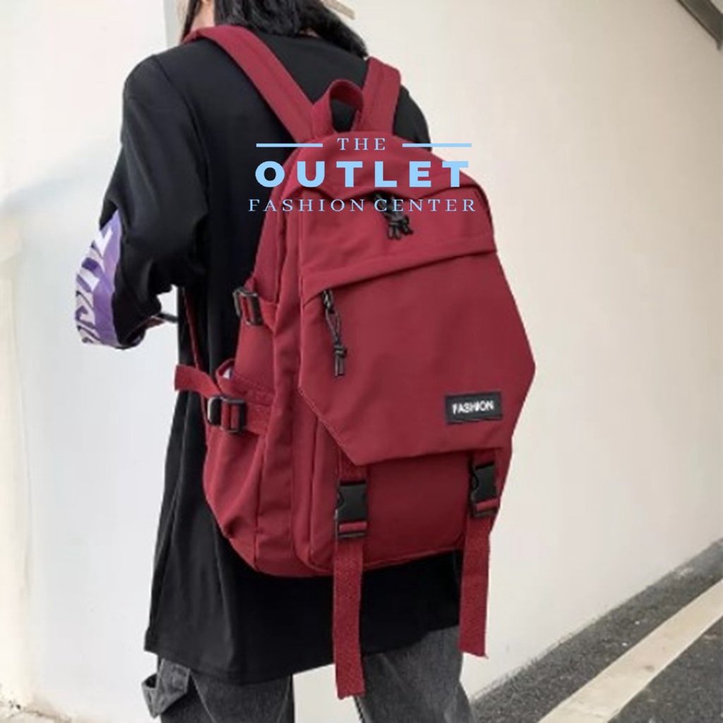 Tas Ransel Backpack Gendong Branded Batam Multifungsi Pria Wanita Cewek Cowok Remaja Dewasa Kanvas Sekolah SMA SD Fashion Korea Kantor Kekinian Murah PROMO BISA COD GRATIS ONGKIR-MAROON