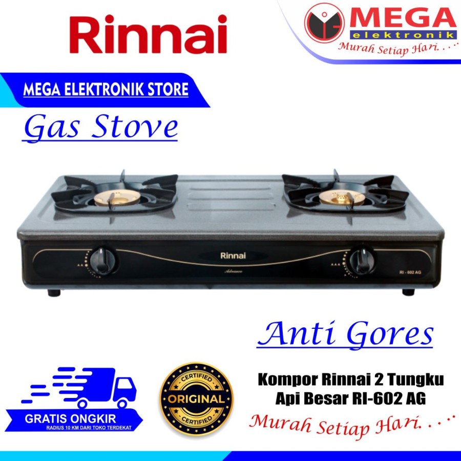 KOMPOR RINNAI 2 TUNGKU RI-602AG / RI 602 AG / RI602AG MURAH BERGARANSI