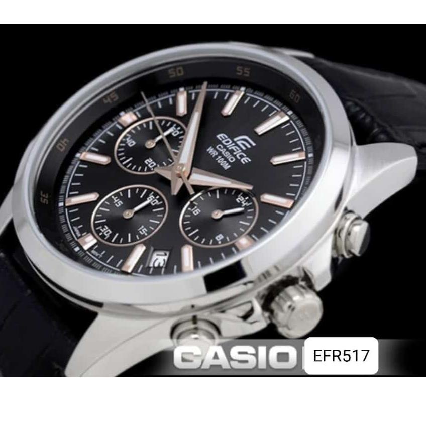 Sangat Nyaman.. FREE BOX  JAM TANGAN PRIA CASIO EDIFICE EFR527 ELEGAN TALI KULIT JAM TANGAN PRIA FAS