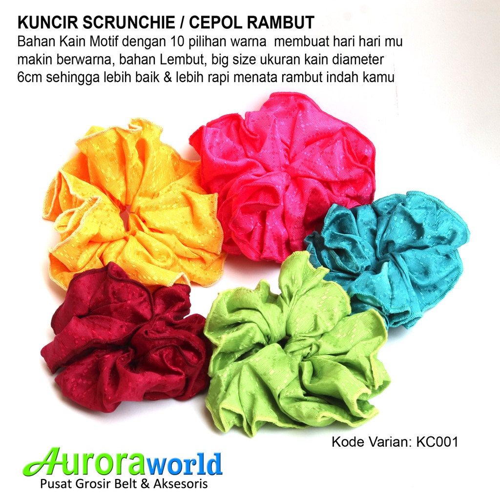 Kuncir Scrunchie /Cemol/cepol rambut/Ikat Rambut Ponytail Elastis Warna-Warni XL