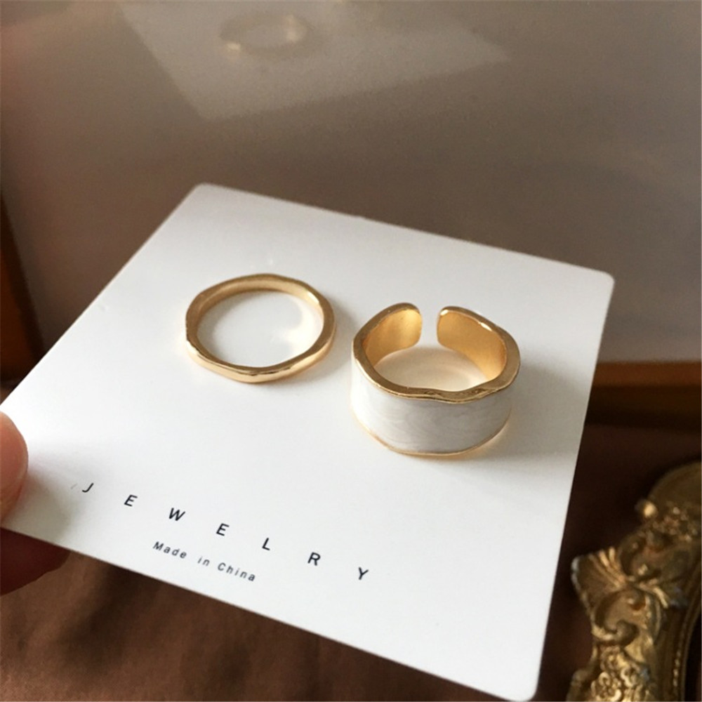 2pcs / Set Cincin Model Terbuka Gaya Korea Simple