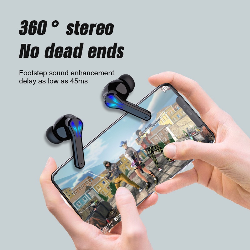 J116 TWS Gaming No Delay Headset Bluetooth Full Bass 12D Stereo Sound HIFI Subwoofer Music Games Dual-mode Wireless Earphone With Mic