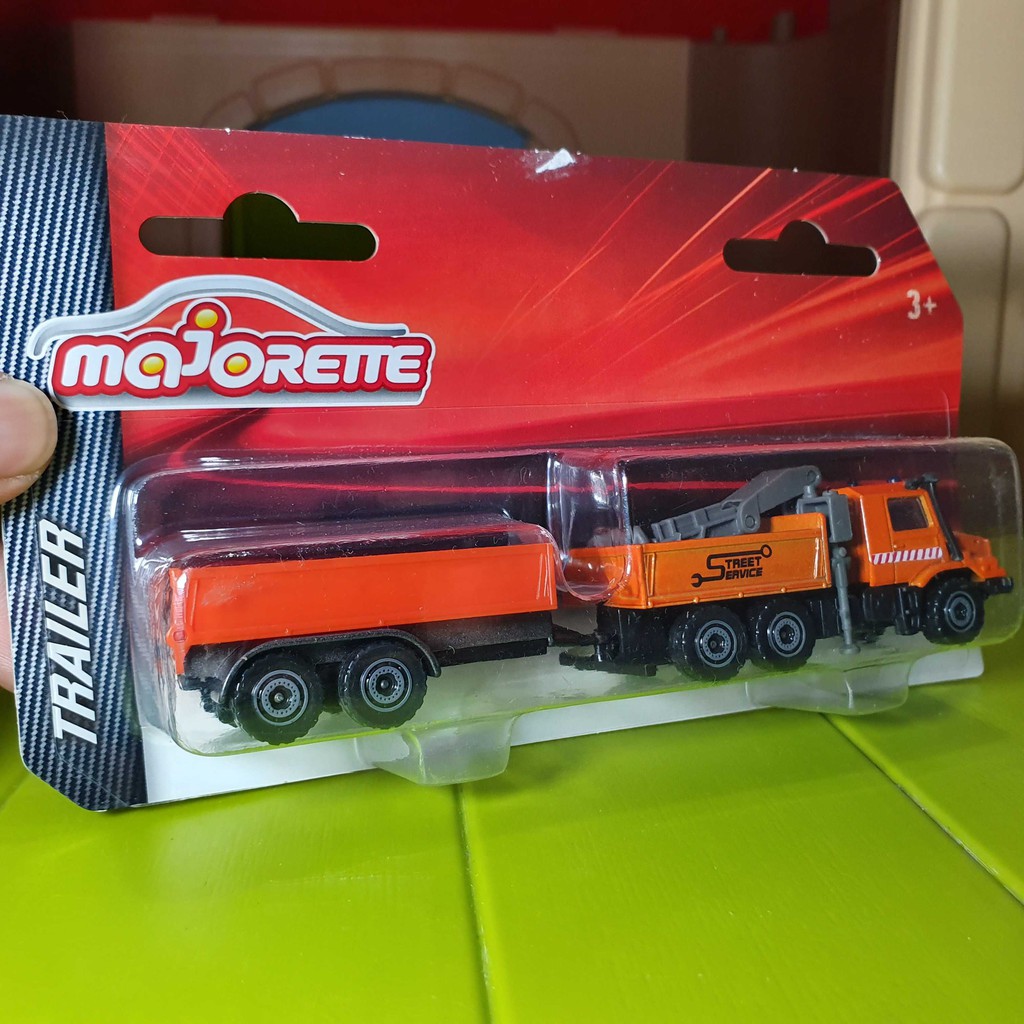 Majorette diecast trailer truk Mercedes-Benz Zetros Dump & Crane Truck