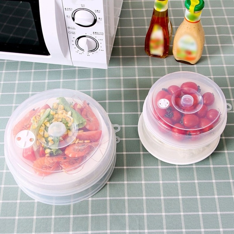 Transparent Home Round Bowl Cover With Steam Vents / Microwave Heating Splash Lid / Food Preservation Cover