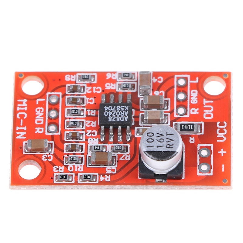 {LUCKID}AD828 stereo dynamic microphone preamplifier board mic preamp DC 3.7V-15V 12V