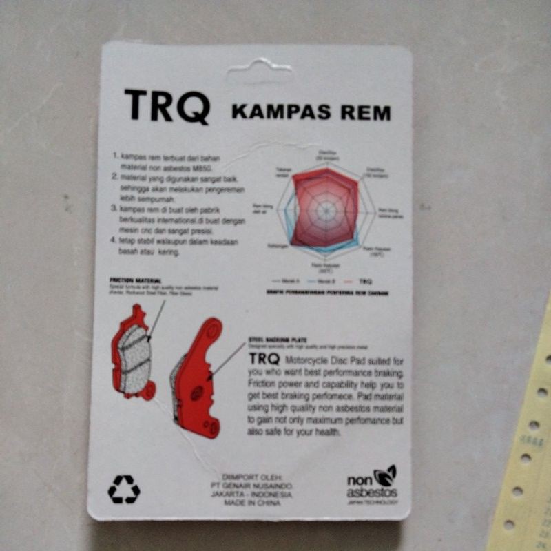 Kampas Rem Depan/Disc Pad Jupiter Mx/Vega ZR/Xeon/Nmax Belakang