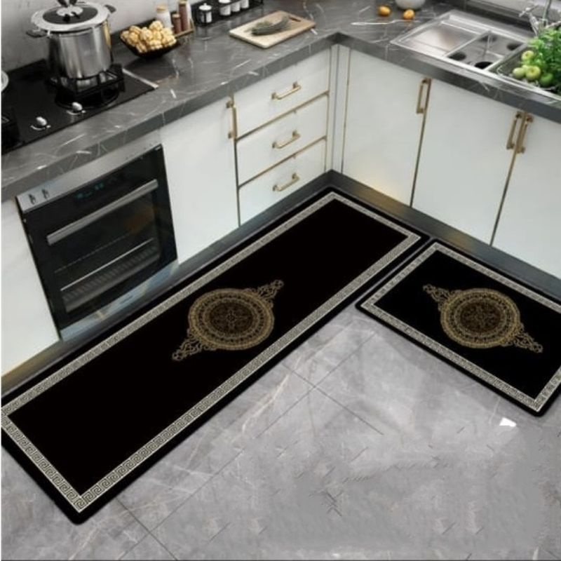 karpet dapur import minimalis 2in1/bright crown keset dapur isi 2pcs set/kitchen floor mat modern al