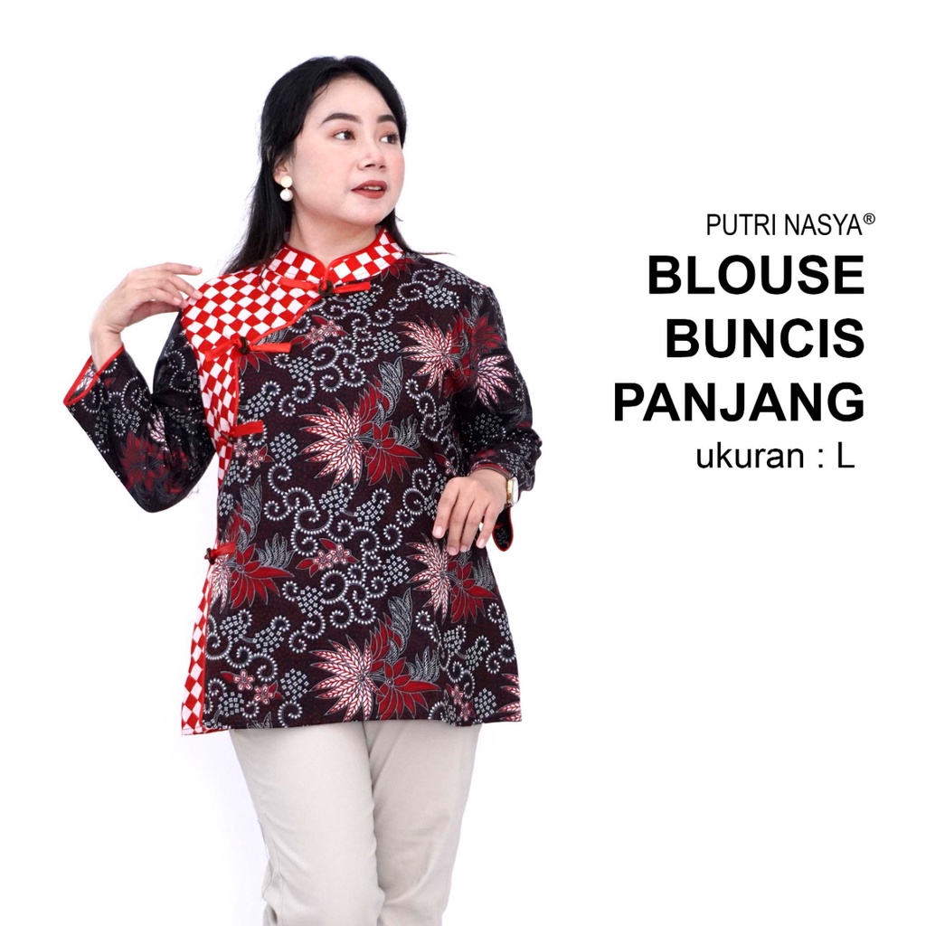 Putri Nasya - Atasan Batik Big Size Panjang Ukuran S,M,L,XL,2L,3L,4L,5L,6L,7L