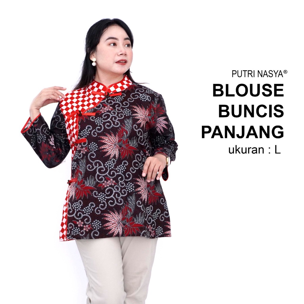 Atasan Batik Jumbo Wanita Blouse Big Size Wanita Lengkap S-M-L-XL-2L-3L-4L-5L-6L-7L Model Blus Jumbo Seragam Batik / Atasan Batik LD 140 Pakaian Kekinian