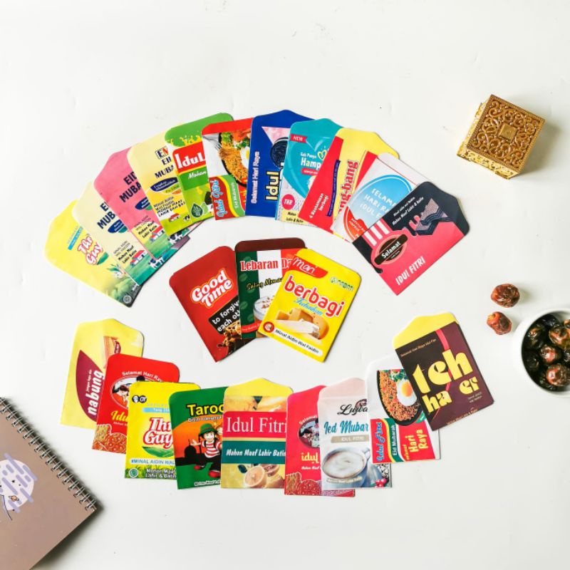 

amplop lebaran viral motif snack