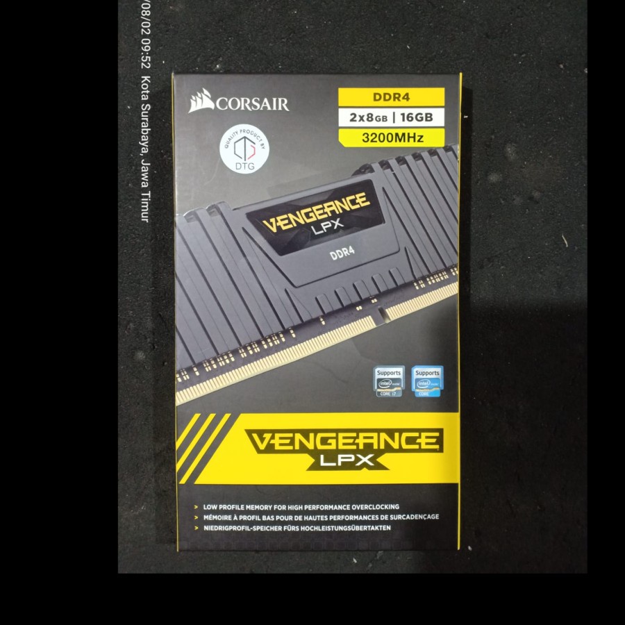 Corsair Memory Vengeance LPX DDR4 16GB CMK16GX4M2C3200C18 (2x8GB) GARANSI RESMI