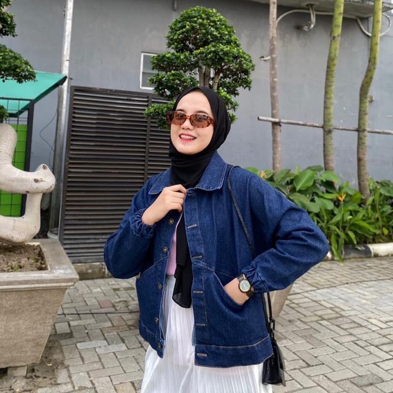 VINTAGE JACKET OVERSIZE I JAKET JEANS DENIM SEPHIA LD 120 CM I JAKET JEANS PREMIUM WANITA